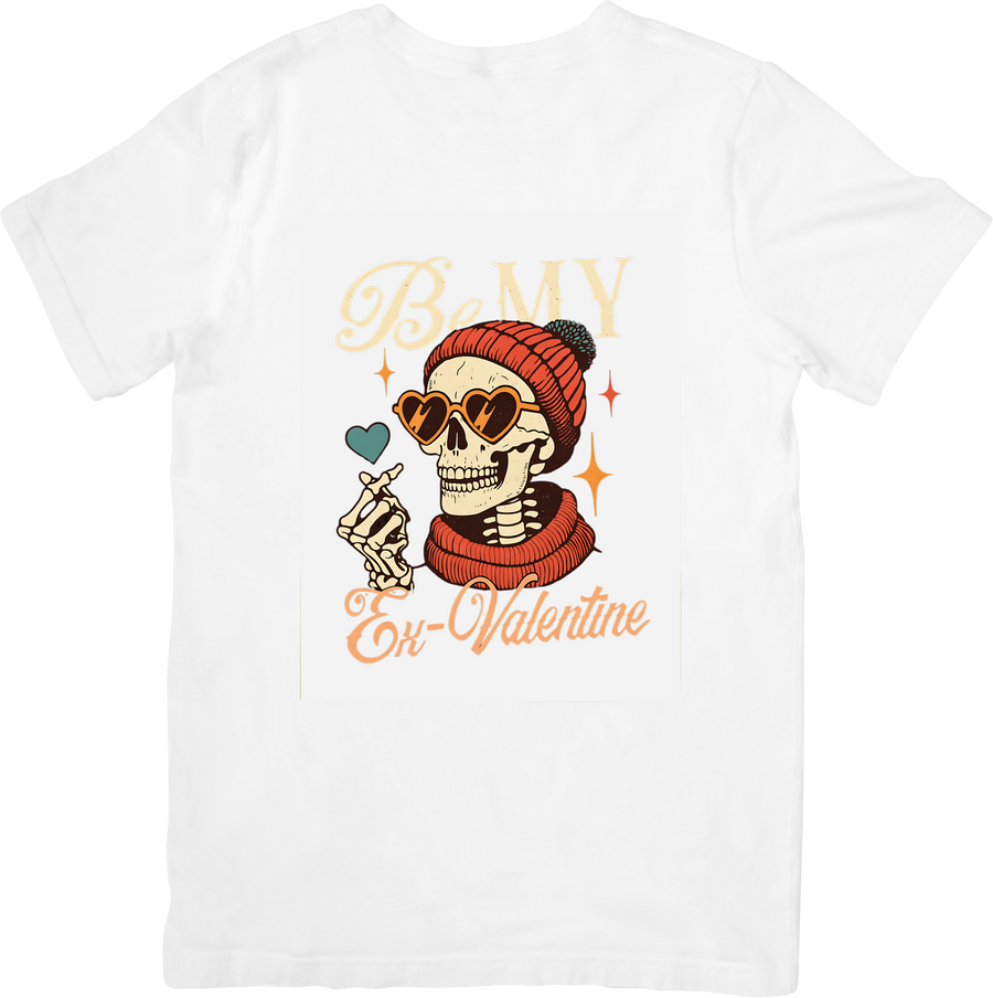 Be My Ex-Valentine Skeleton T-Shirt | Retro Funny Anti-Valentine Graphic Tee | Valentine's Day Gift
