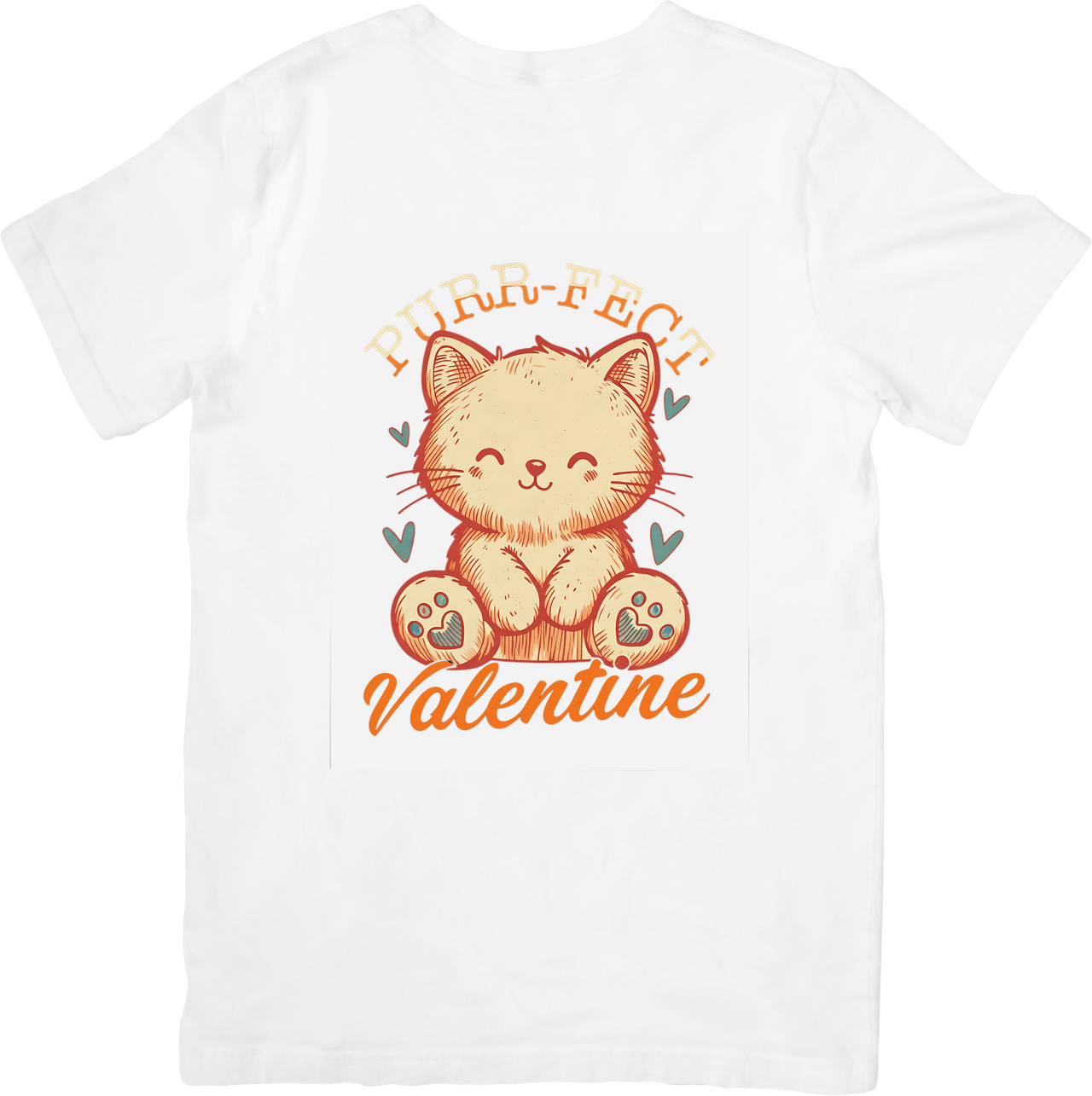 Purr-fect Valentine Kitten T-Shirt | Cute Kawaii Cat Valentine's Day Graphic Tee | Cat Lover Gift