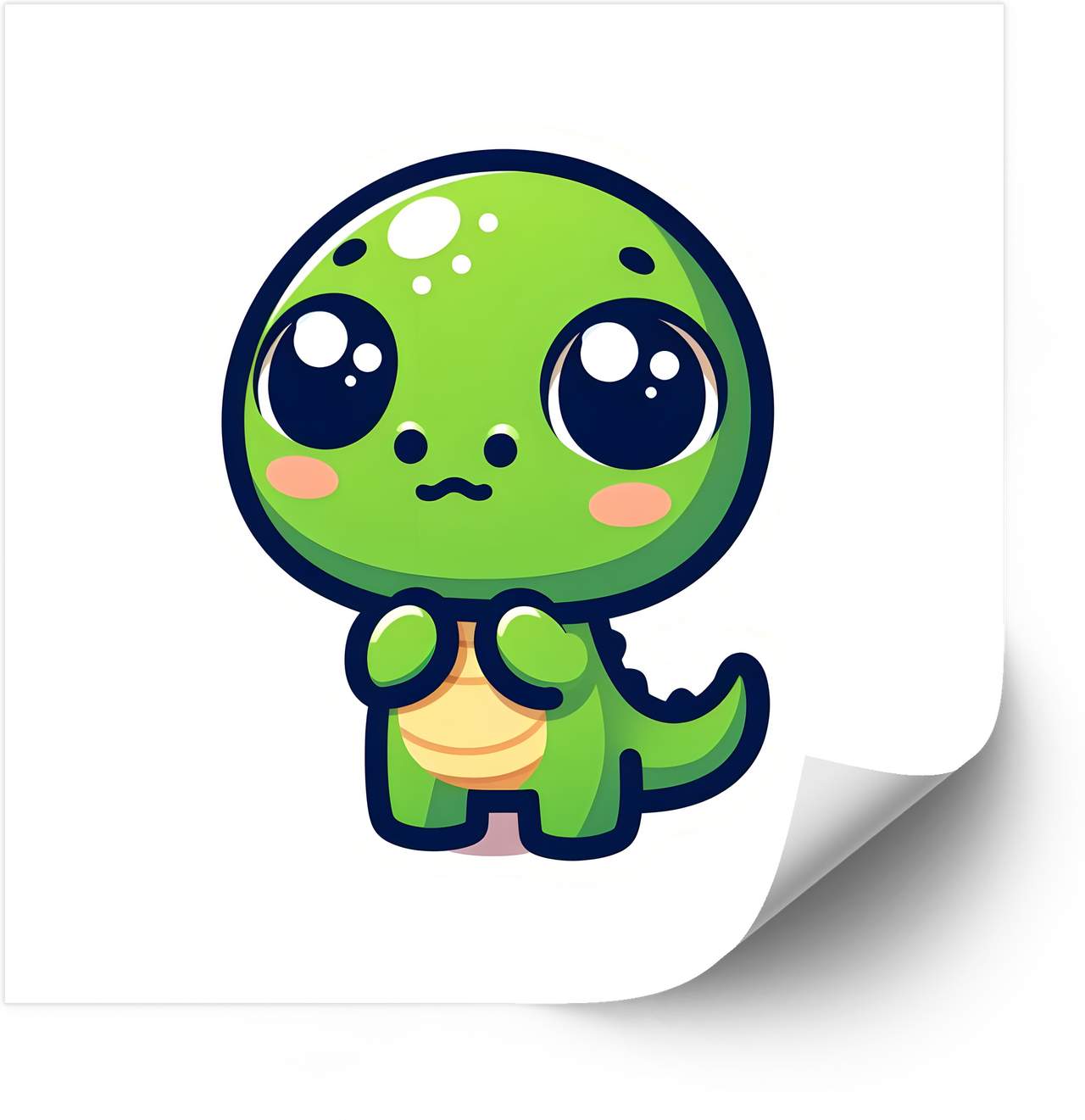 Cute Kawaii Baby Dinosaur Sticker | Kawaii Green Dino Vinyl Decal