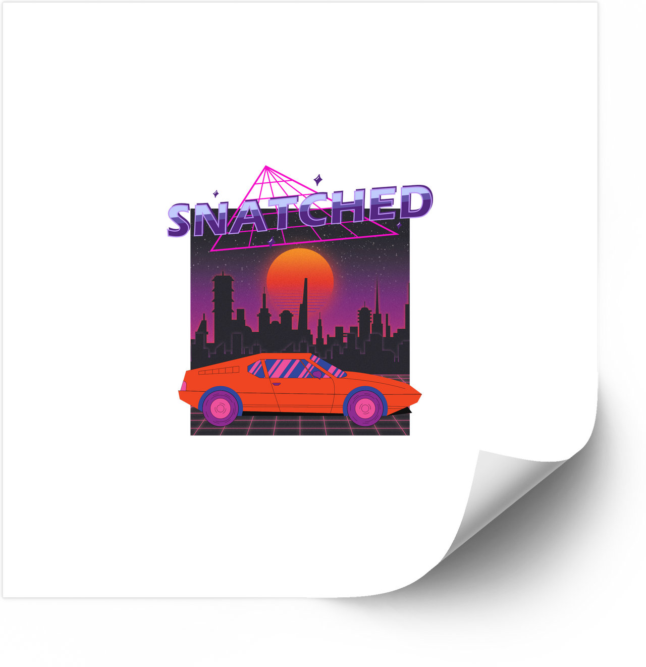 Snatched Retro Car Sticker | Y2K Synthwave City Vinyl Decal