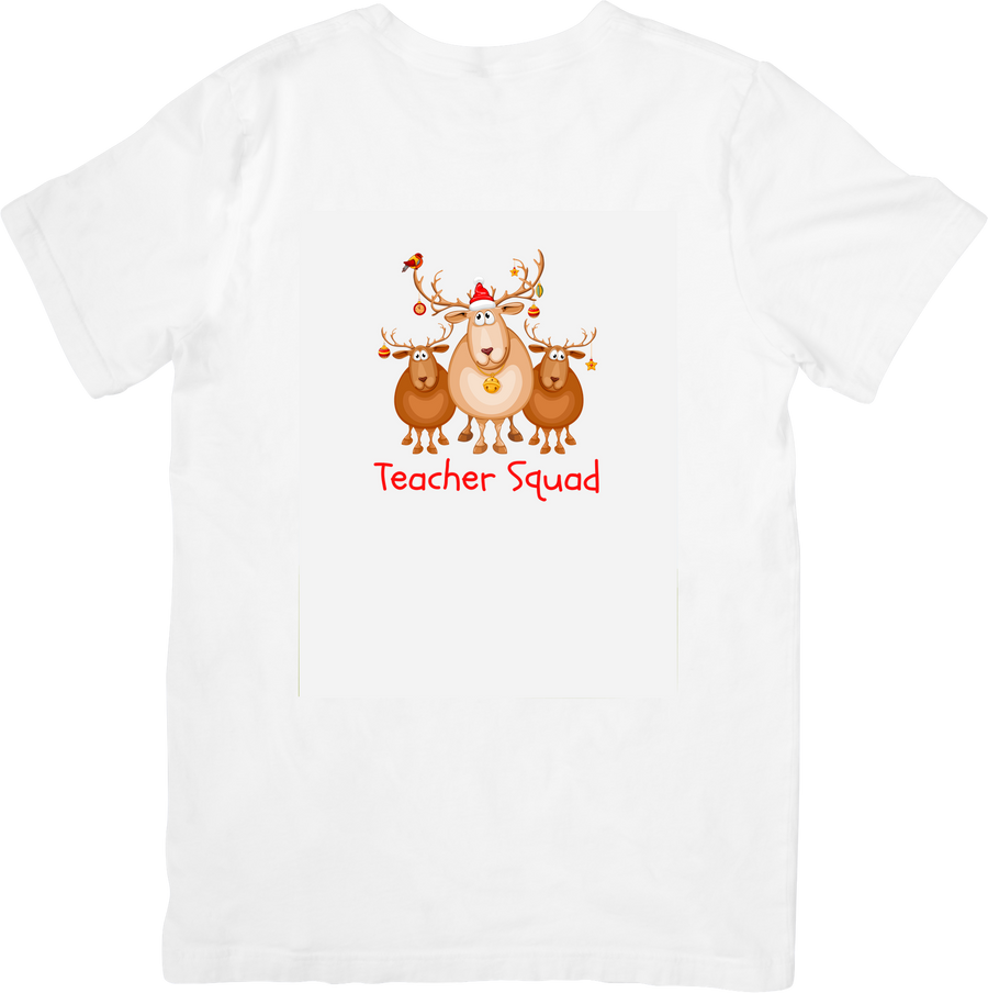 Teacher Squad Reindeer T-Shirt | Cute Christmas Holiday Graphic Tee | Teacher Gift
