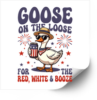 Thumbnail for Goose on the Loose Red White and Booze Sticker | Funny Patriotic Fourth of July Vinyl Decal