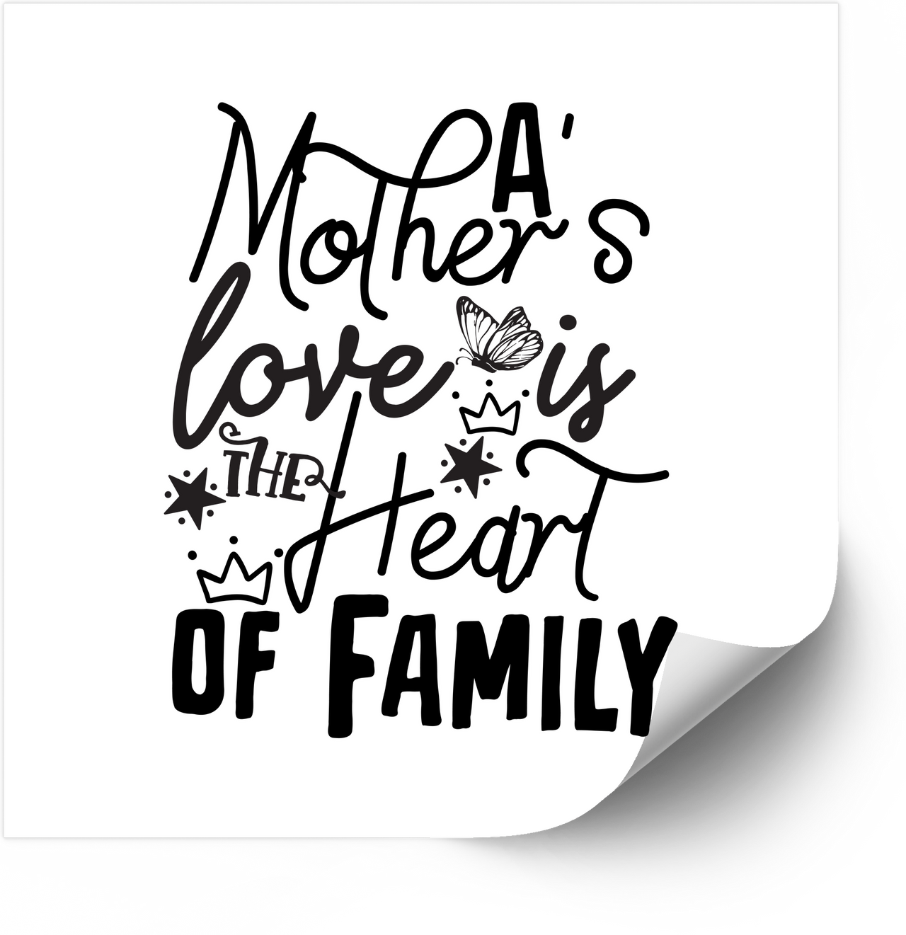 A Mother's Love Is The Heart of Family Sticker | Minimalist Mom Quote Vinyl Decal