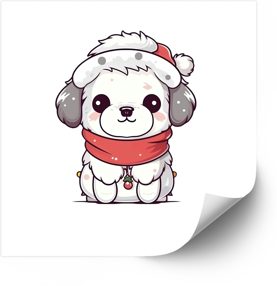 Cute Christmas Puppy Shih Tzu Sticker | Kawaii Holiday Dog Vinyl Decal